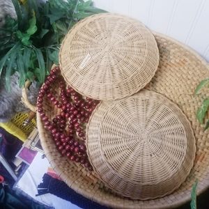 Vintage Other - 2pc Set VTG Wicker Rattan Flat Basket Wall Decor Vintage Other - 2pc Set VTG Wicker Rattan Flat Basket Wall Decor
